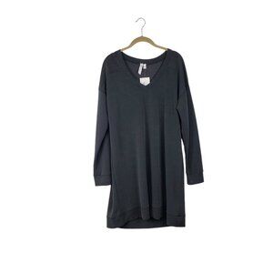 Cable & Gauge Long Sleeve Shirt Dress NWT Black V-Neck Textured Size Large